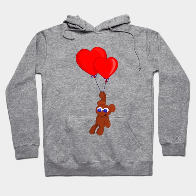 A Teddy Bear Holding Heart Shaped Balloons Hoodie by DiegoCarvalho